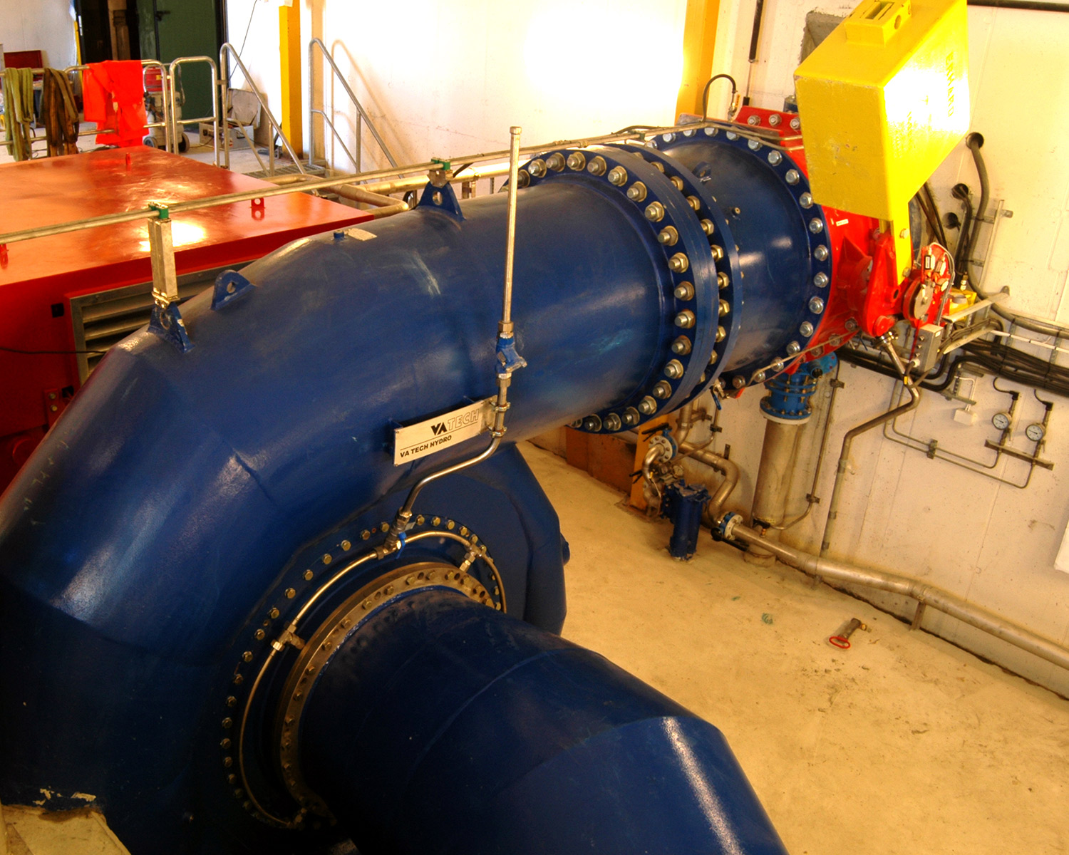 Machine hall with Francis turbine.